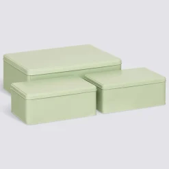 5five Lot de 3 boîtes de rangement, L.31/20,5 cm, Vert Clair