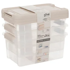 5five Lot de 3 boîtes de rangement 5L