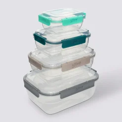 5five Lot de 4 boîtes en plastique rectangle