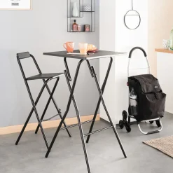 5five Lot de 2 chaises de bar pliantes, Noir