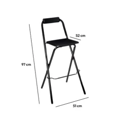 5five Lot de 2 chaises de bar pliantes, Noir