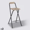 5five Lot de 2 chaises de bar pliantes, Effet chêne naturel