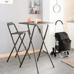 5five Lot de 2 chaises de bar pliantes, Effet chêne naturel