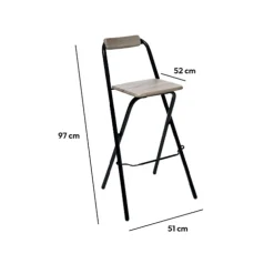 5five Lot de 2 chaises de bar pliantes, Effet chêne naturel