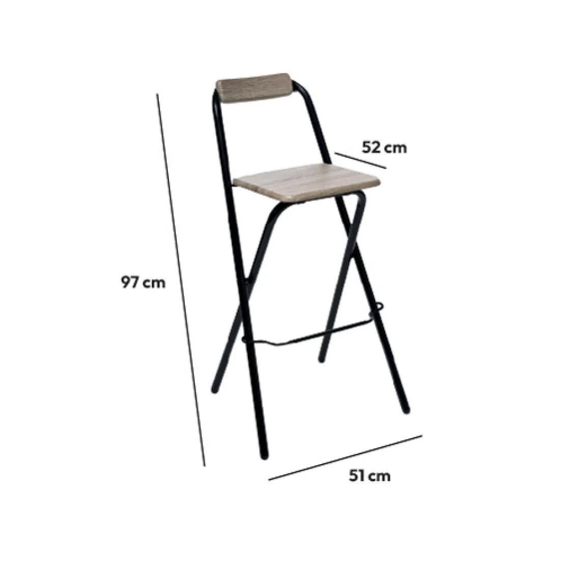 5five Lot de 2 chaises de bar pliantes, Effet chêne naturel