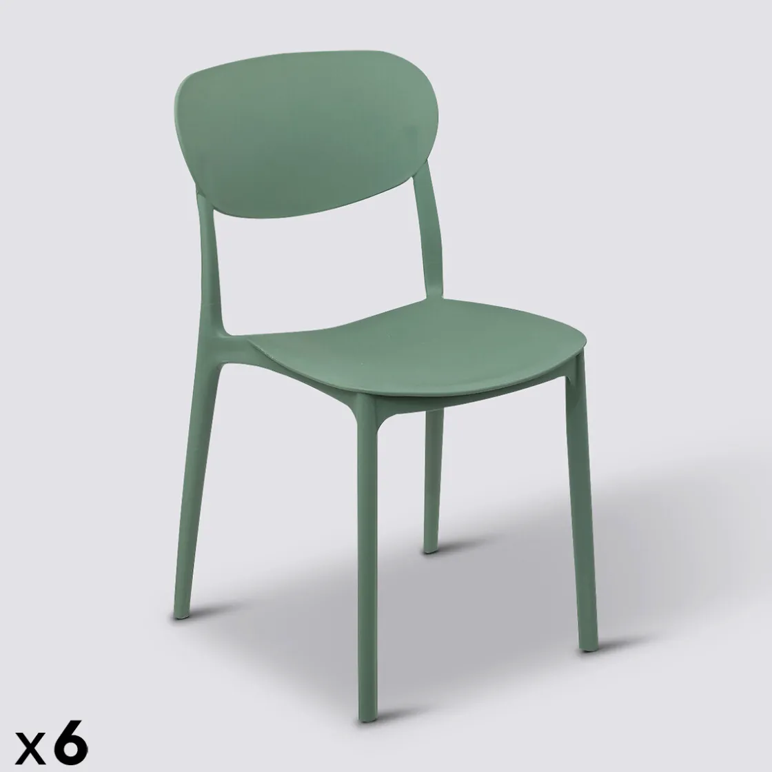 5five Lot de 6 chaises empilables plastique, Vert