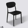 5five Lot de 4 chaises empilables plastique, Noir