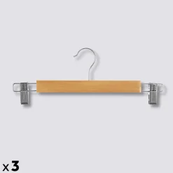 5five Lot de 3 cintres à pinces métal/bois