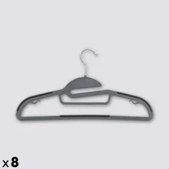 5five Lot de 8 cintres antidérapants avec encoches, Gris