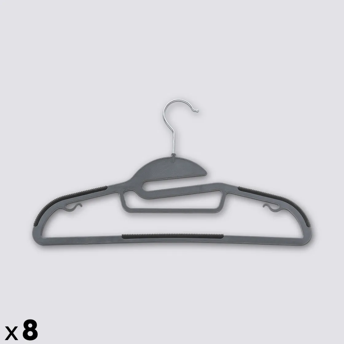 5five Lot de 8 cintres antidérapants avec encoches, Gris