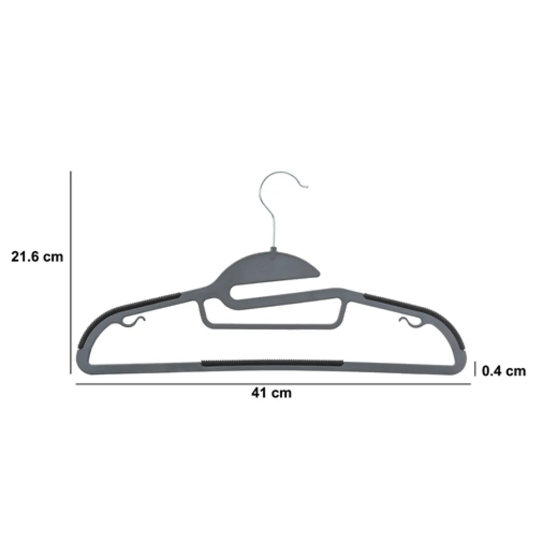 5five Lot de 8 cintres antidérapants avec encoches, Gris