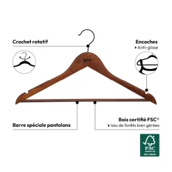 5five Lot de 2 cintres, Bois foncé