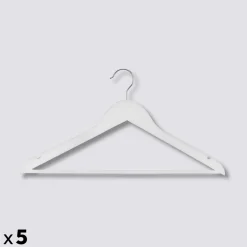 5five Lot de 5 cintres en bois, Blanc