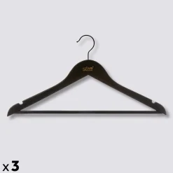 5five Lot de 3 cintres en bois, Noir