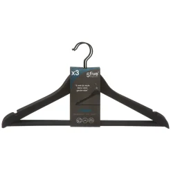 5five Lot de 3 cintres en bois, Noir