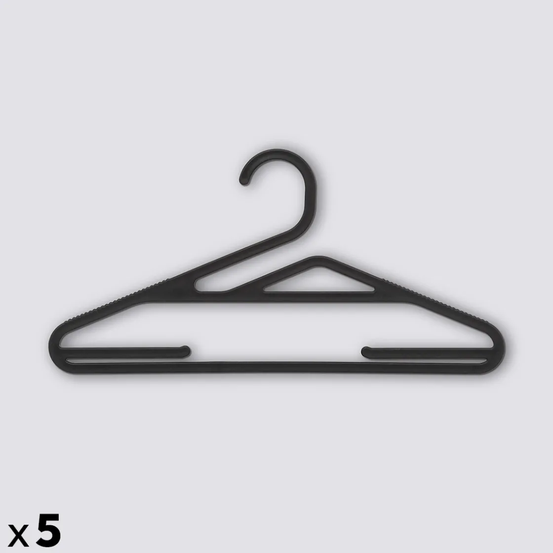 5five Lot de 5 cintres fins antidérapants, Noir