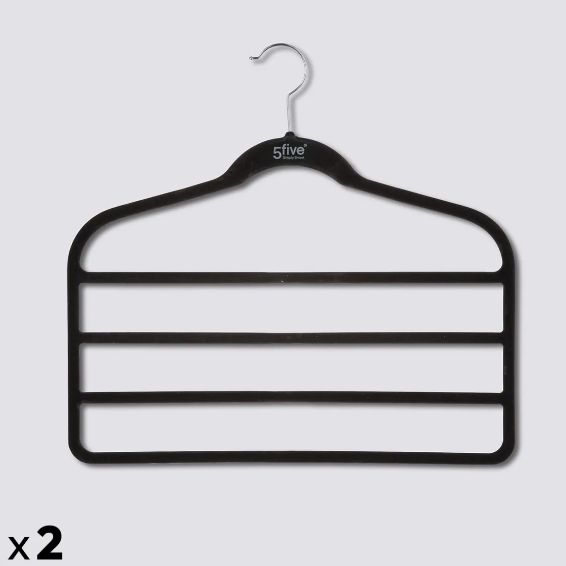 5five Lot de 2 cintres pantalon en feutrine, Noir