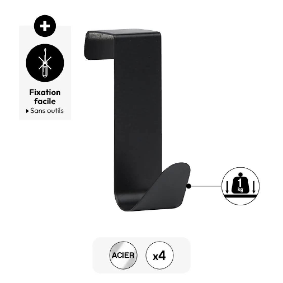 5five Lot de 4 crochets métal