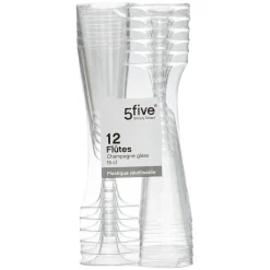 5five Lot de 12 flûtes à champagne, plastique