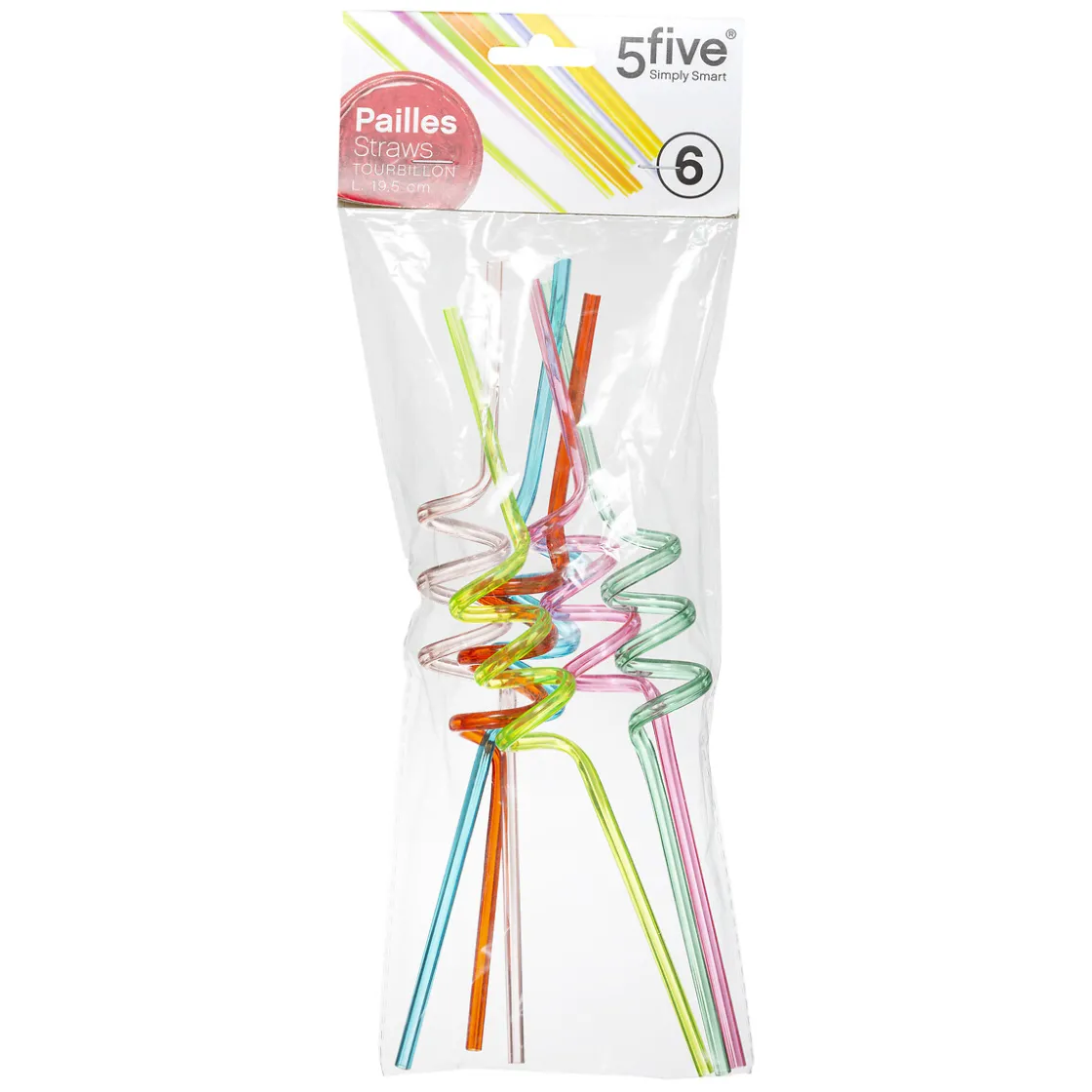 5five Lot de 6 pailles colorées