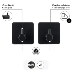 5five Lot de 2 patères adhésives 1 tête