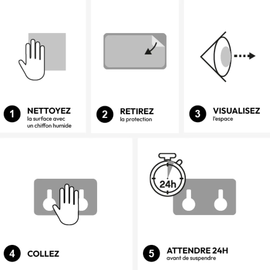 5five Lot de 2 patères adhésives 1 tête