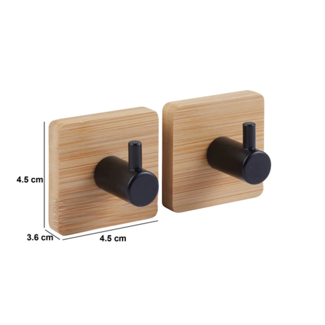 5five Lot de 2 patères adhésives 1 tête métal et bambou