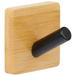 5five Lot de 2 patères adhésives 1 tête métal et bambou