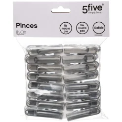 5five Lot de 16 pinces à linge en inox