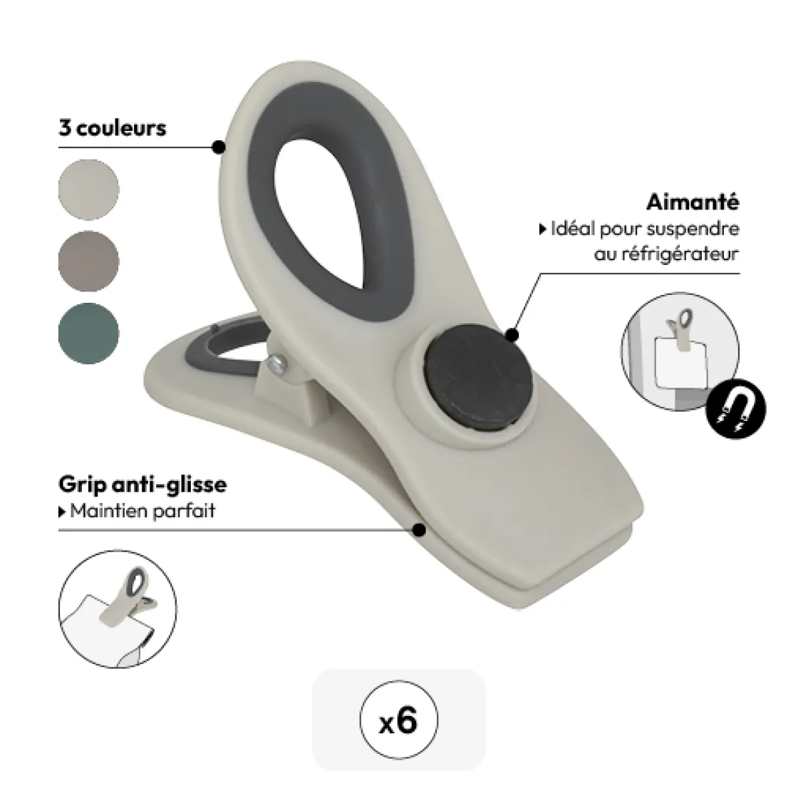 5five Lot de 6 pinces hermétiques