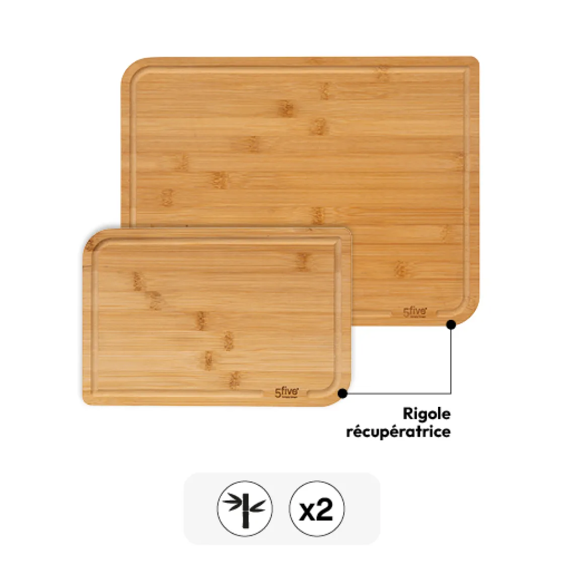 5five Lot de 2 planches à découper