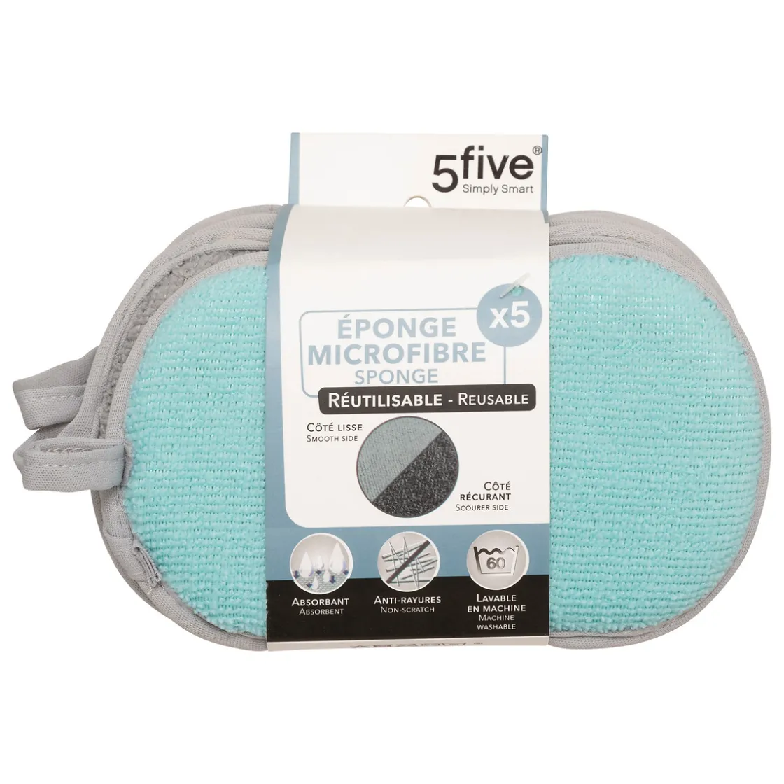 5five Lot de 5 éponges microfibre gratantes