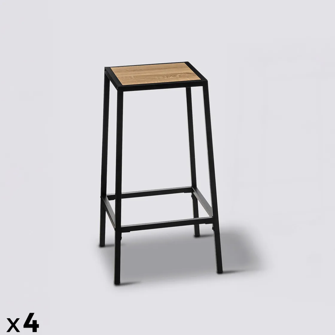 5five Lot de 4 tabourets bar, Effet chêne naturel