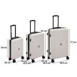 5five Lot de 3 valises 8 roues, H.77/67/55 cm, Argile