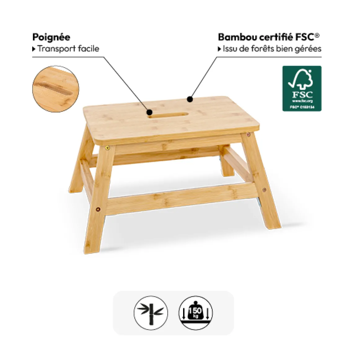 5five Marchepied 1 marche, Bambou