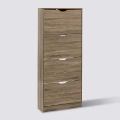 5five Meuble à chaussures 4 tiroirs, Effet chêne naturel