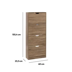 5five Meuble à chaussures 4 tiroirs, Effet chêne naturel