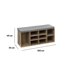 5five Meuble banc à chaussures x8, Effet chêne naturel