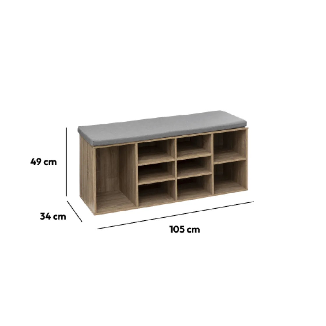 5five Meuble banc à chaussures x8, Effet chêne naturel