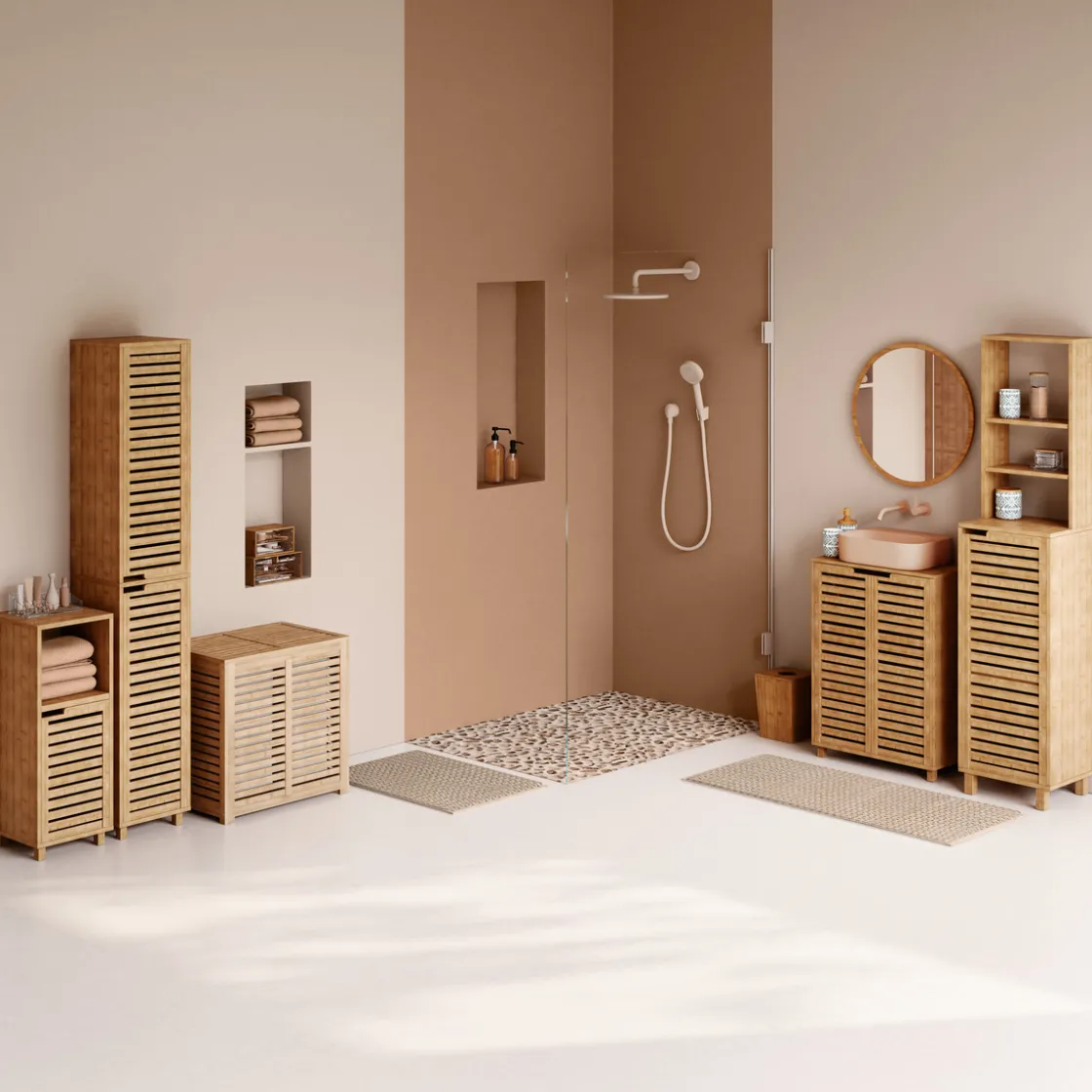 5five Meuble colonne 1 porte, Bambou