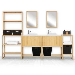 5five Meuble haut avec miroir, Bambou