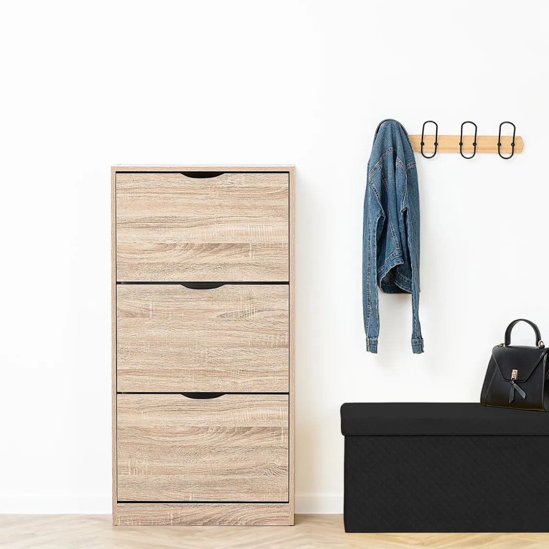 5five Meuble range-chaussures 3 tiroirs, Effet chêne naturel