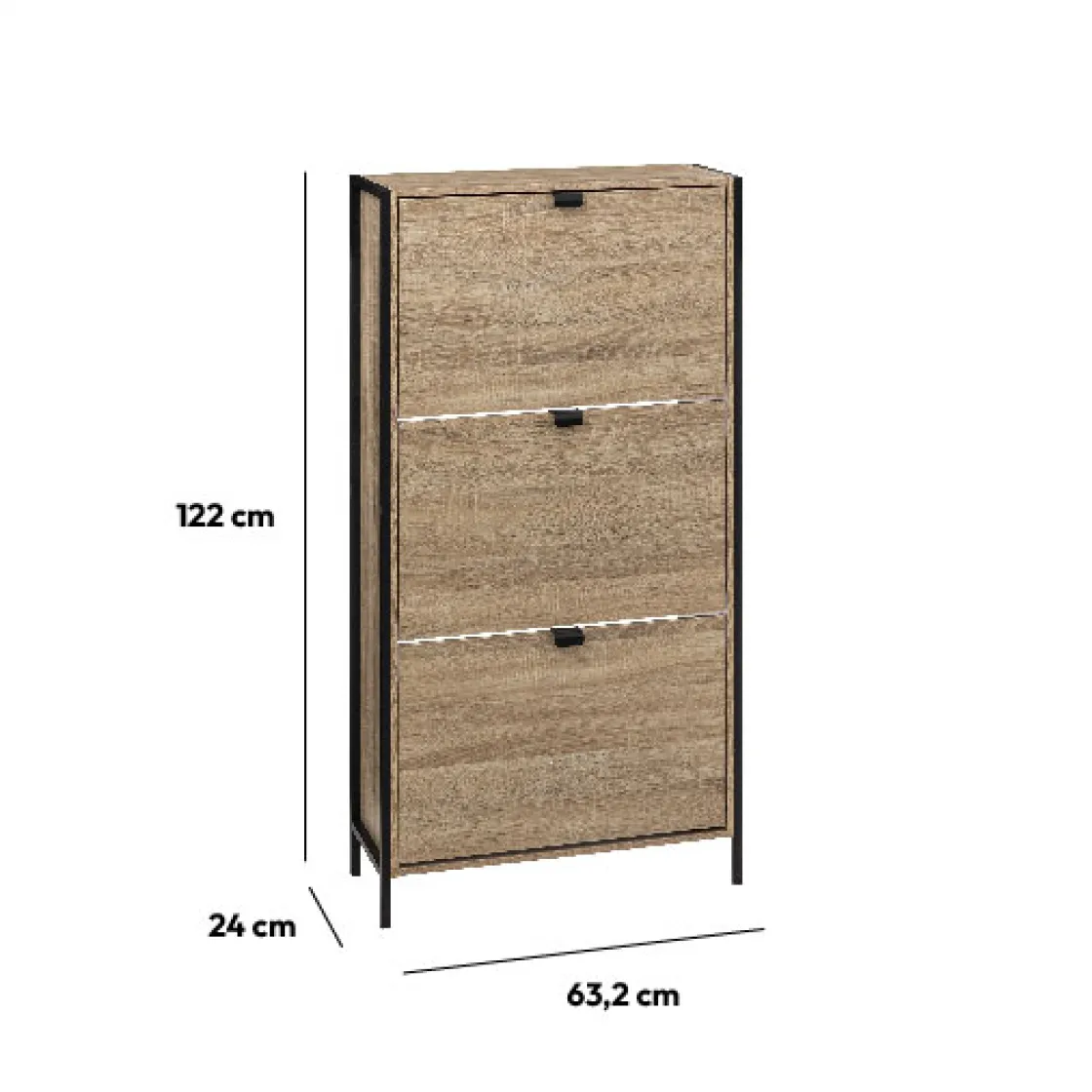 5five Meuble range-chaussures 3 tiroirs, Effet chêne naturel