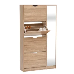 5five Meuble range-chaussures x21 miroir, Effet chêne