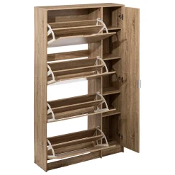 5five Meuble range-chaussures x21 miroir, Effet chêne