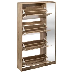 5five Meuble range-chaussures x21 miroir, Effet chêne