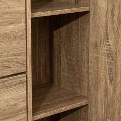 5five Meuble range-chaussures x21 miroir, Effet chêne