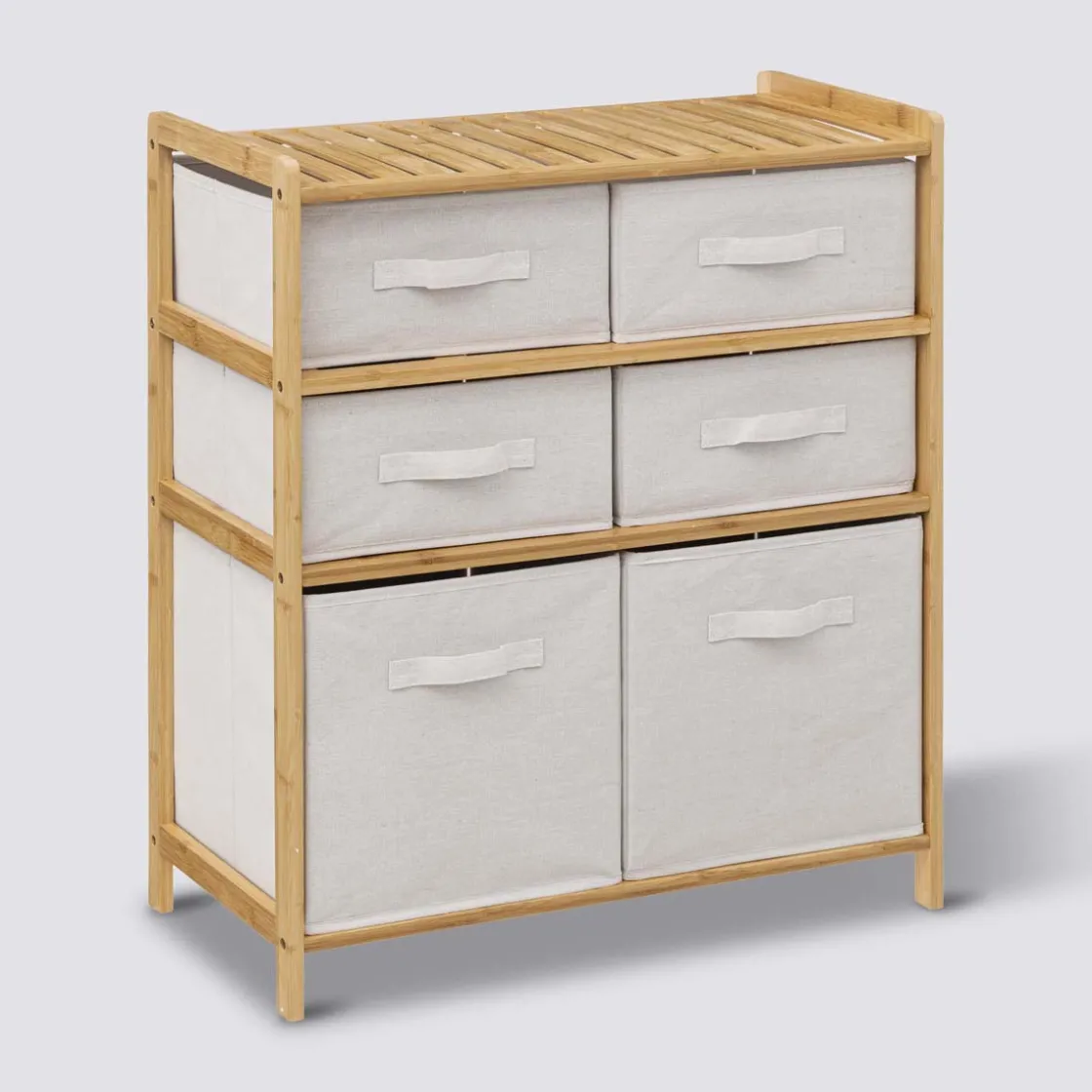 5five Meuble étagère avec 6 paniers, Bambou