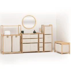 5five Meuble étagère avec 6 paniers, Bambou