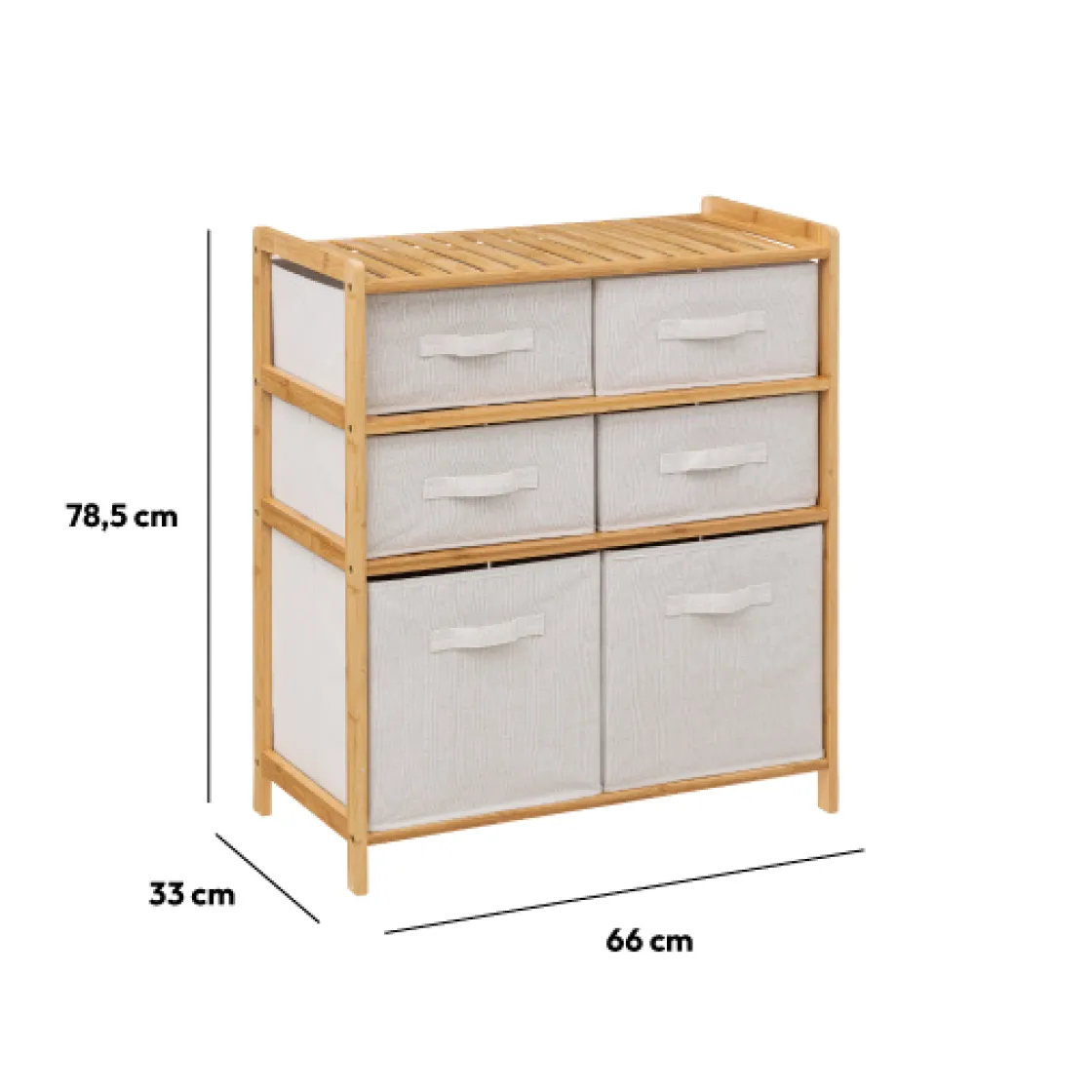5five Meuble étagère avec 6 paniers, Bambou